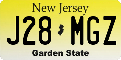 NJ license plate J28MGZ