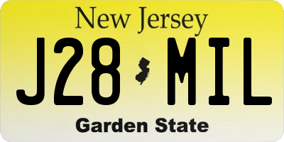 NJ license plate J28MIL