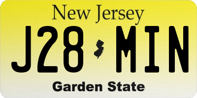 NJ license plate J28MIN