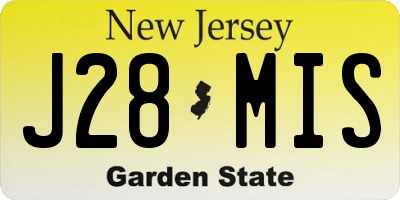 NJ license plate J28MIS