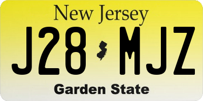 NJ license plate J28MJZ