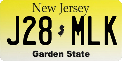 NJ license plate J28MLK