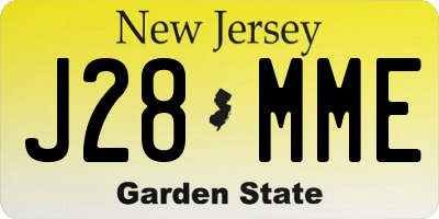 NJ license plate J28MME