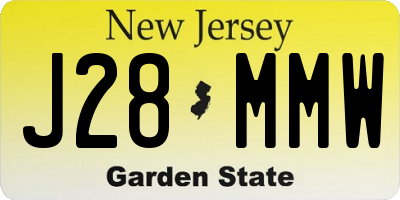 NJ license plate J28MMW