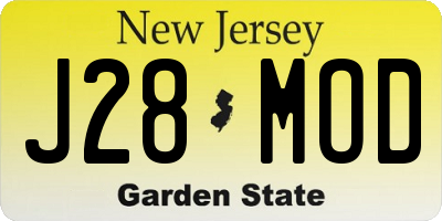 NJ license plate J28MOD