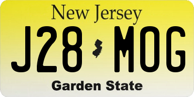 NJ license plate J28MOG