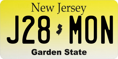 NJ license plate J28MON