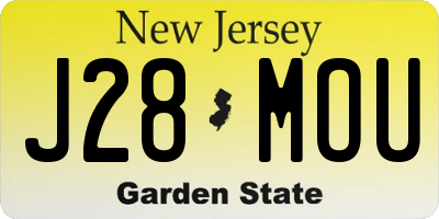NJ license plate J28MOU