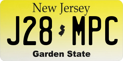 NJ license plate J28MPC