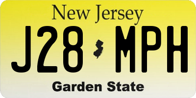 NJ license plate J28MPH