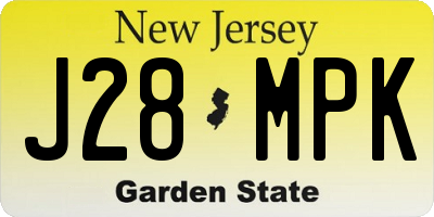 NJ license plate J28MPK