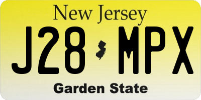 NJ license plate J28MPX