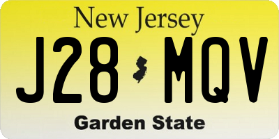NJ license plate J28MQV