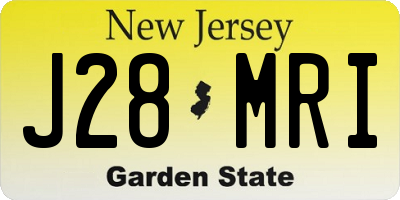 NJ license plate J28MRI