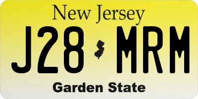 NJ license plate J28MRM