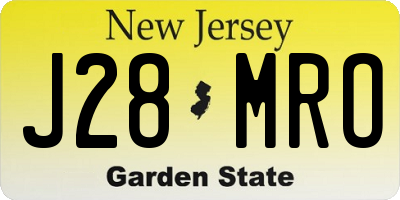 NJ license plate J28MRO