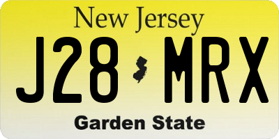 NJ license plate J28MRX