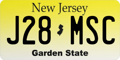 NJ license plate J28MSC