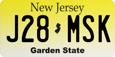 NJ license plate J28MSK