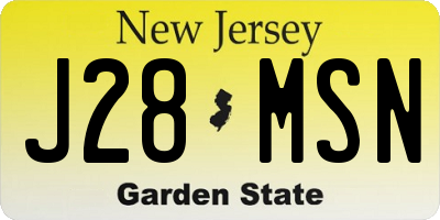 NJ license plate J28MSN