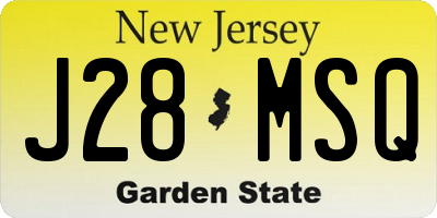 NJ license plate J28MSQ