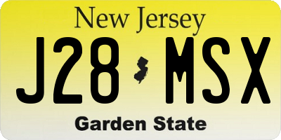 NJ license plate J28MSX