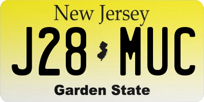 NJ license plate J28MUC