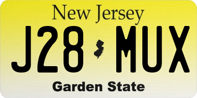 NJ license plate J28MUX