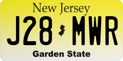 NJ license plate J28MWR