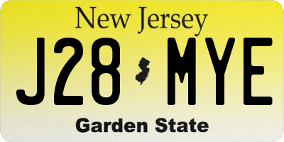 NJ license plate J28MYE