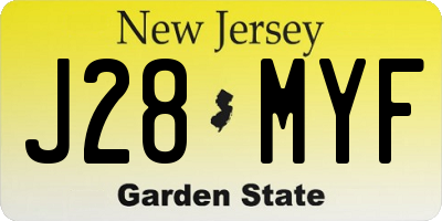 NJ license plate J28MYF