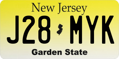 NJ license plate J28MYK