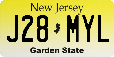 NJ license plate J28MYL