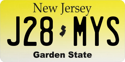 NJ license plate J28MYS