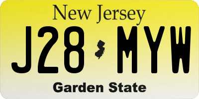 NJ license plate J28MYW