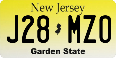 NJ license plate J28MZO
