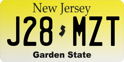 NJ license plate J28MZT