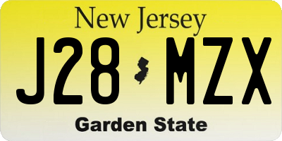 NJ license plate J28MZX