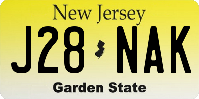 NJ license plate J28NAK