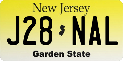 NJ license plate J28NAL