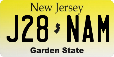 NJ license plate J28NAM