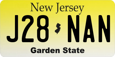 NJ license plate J28NAN
