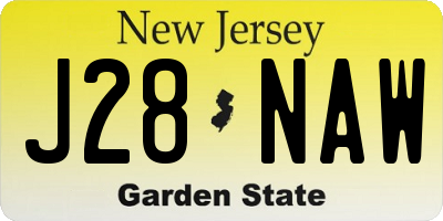 NJ license plate J28NAW