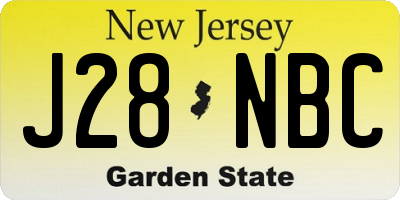 NJ license plate J28NBC
