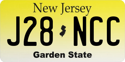 NJ license plate J28NCC