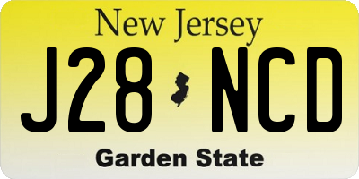 NJ license plate J28NCD
