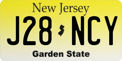 NJ license plate J28NCY
