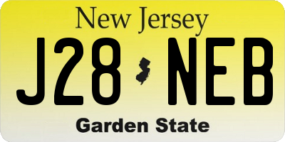 NJ license plate J28NEB