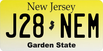 NJ license plate J28NEM