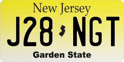NJ license plate J28NGT